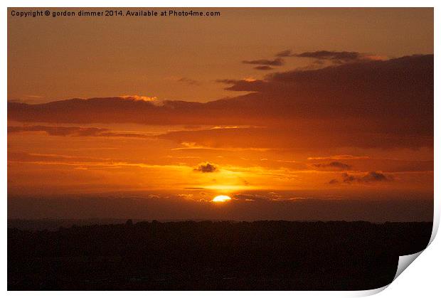 Sunset from Roundway Hill Print by Gordon Dimmer