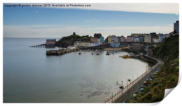  A View of Tenby Harbour Showing the Lovely Pastel Print by Gordon Dimmer
