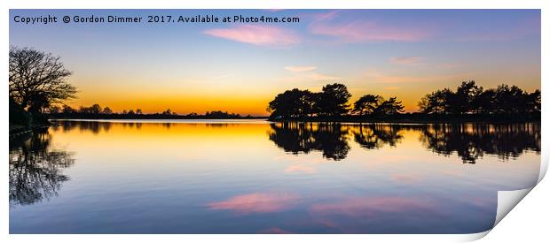 A Wide Perspective of a Sunset Over Hatchet Pond Print by Gordon Dimmer