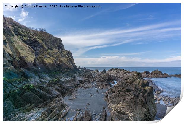 Rocky Outcrops at Ilfracombe Print by Gordon Dimmer