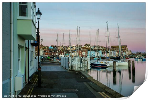 Weymouth Harbour at Moonset Print by Paul Brewer