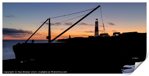 Portland Bill Lighthouse through the Red Crane Print by Paul Brewer