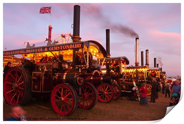 Showmans Engines at Sunset Print by Paul Brewer