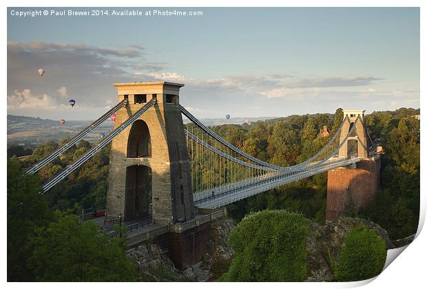  Balloons over Clifton Suspension Bridge  Print by Paul Brewer