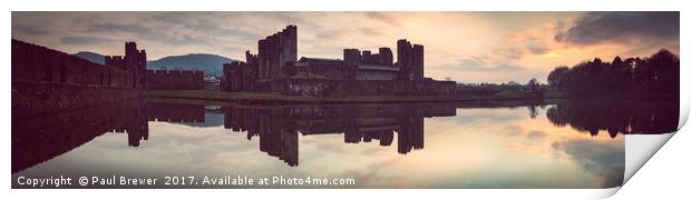 Caerphilly Castle at Sunset  Print by Paul Brewer