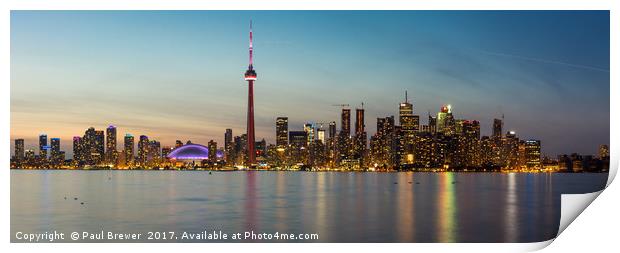 Toronto and the CN Tower at night Print by Paul Brewer