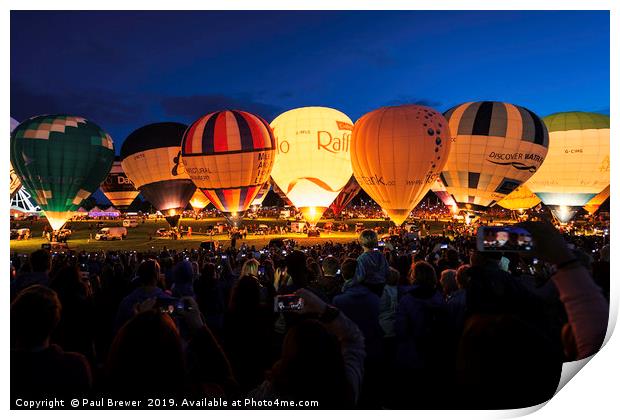 Bristol Balloon Fiesta Night Glow Print by Paul Brewer