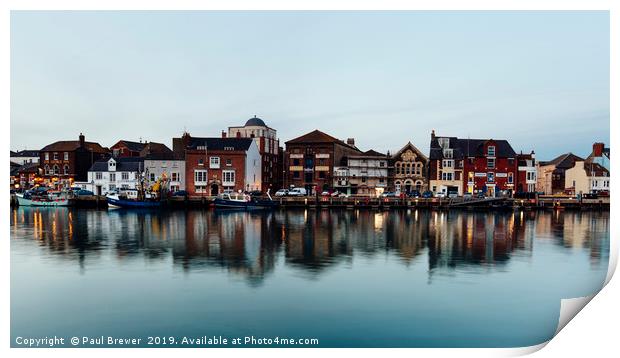 Weymouth Harbour in early evening Print by Paul Brewer