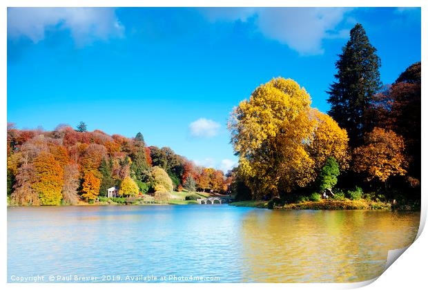 Stourhead Lake in Wiltshire Print by Paul Brewer