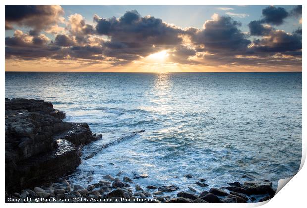 Portland Bill in Winter at Sunrise Print by Paul Brewer