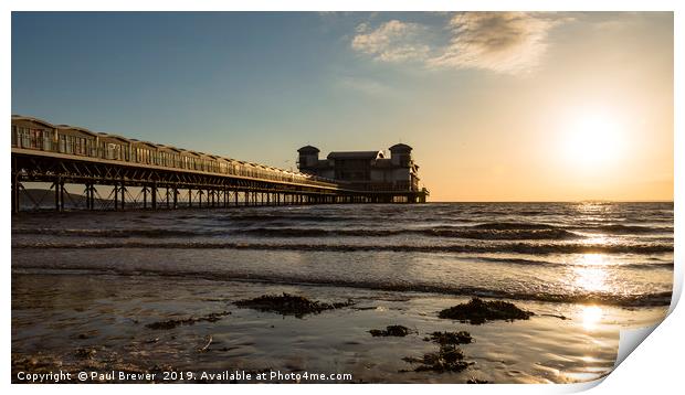 Weston Super Mare Pier at sunset Print by Paul Brewer