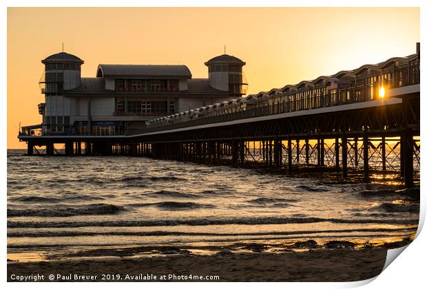 Weston Super Mare Pier at Sunset Print by Paul Brewer