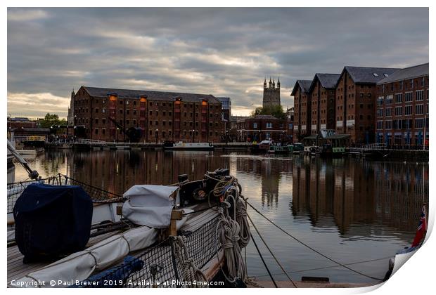 Gloucester Docks and Gloucester Cathedral Print by Paul Brewer