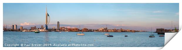 Spinnaker Tower From Gosport at Sunset Print by Paul Brewer