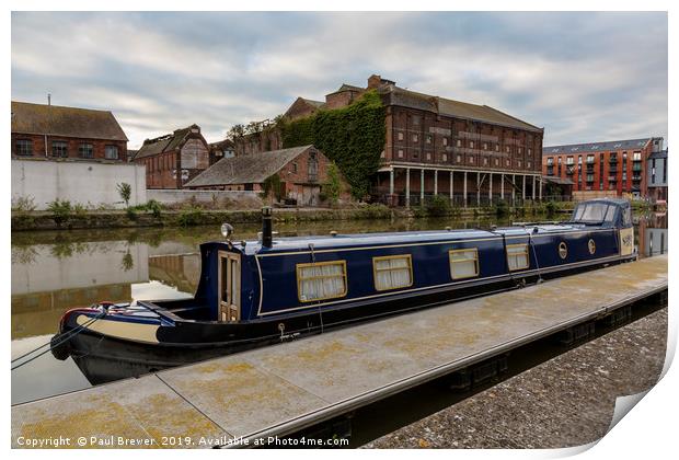 Gloucester Docks Narrowboat Print by Paul Brewer