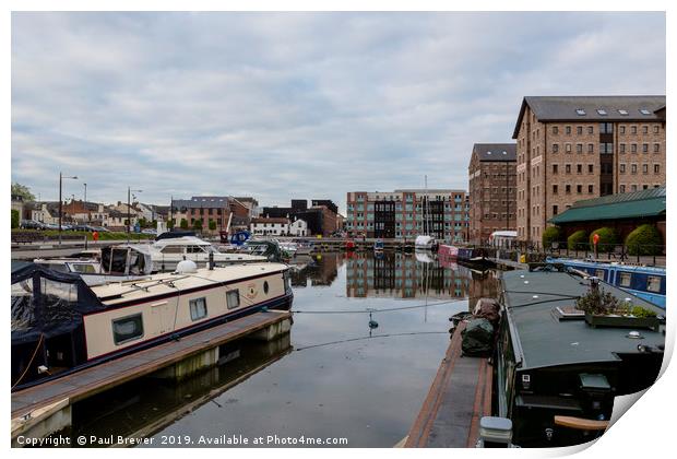 Narrowboats in Gloucester Docks  Print by Paul Brewer