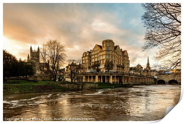 Bath Abbey and Parade Gardens Print by Paul Brewer