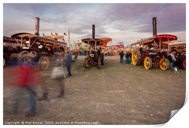 Steam Line up at the Great Dorset Steam Fair  Print by Paul Brewer
