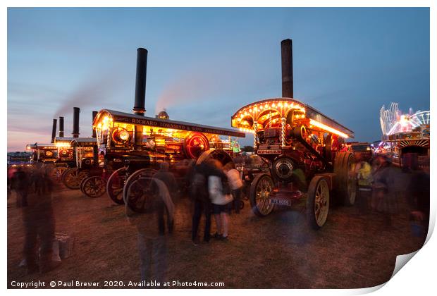 Steam Line up at the Great Dorset Steam Fair  Print by Paul Brewer