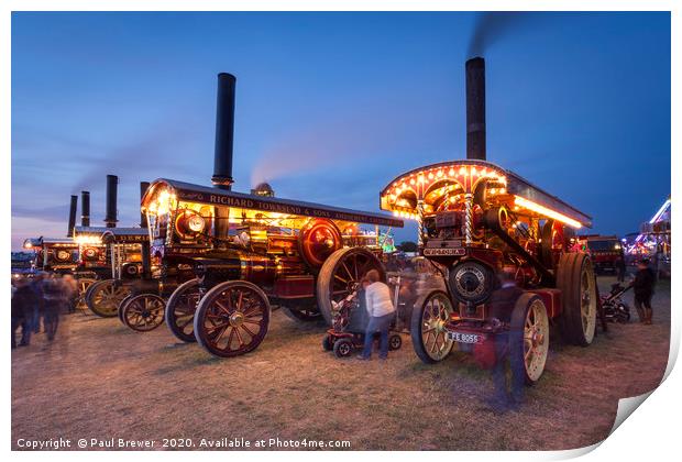 Steam Line up at the Great Dorset Steam Fair  Print by Paul Brewer