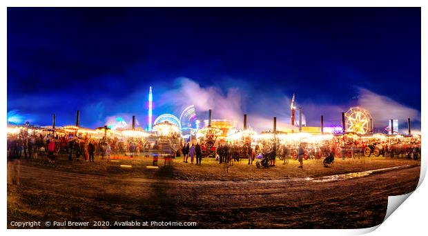The Great Dorset Steam Fair at Night 2019 Print by Paul Brewer