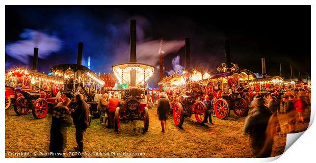 Great Dorset Steam Fair at Night 2019 Print by Paul Brewer