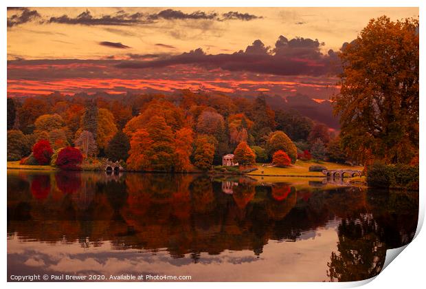 The Fall Colours of Stourhead Print by Paul Brewer