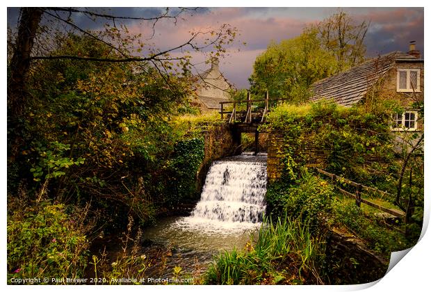 Waterfall at Corfe Castle Print by Paul Brewer