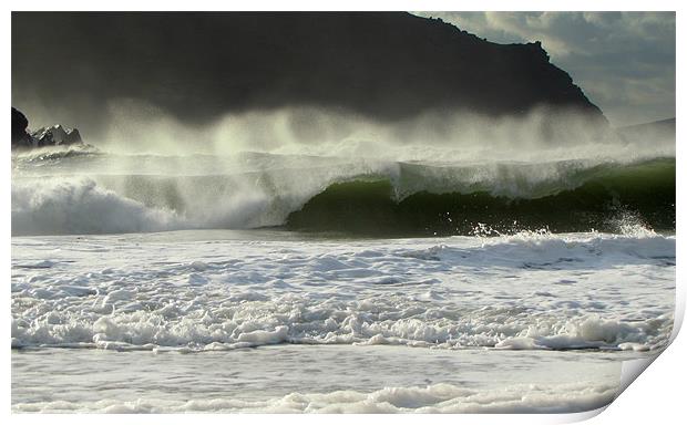 Wild Sea at Clogher Beach Print by barbara walsh