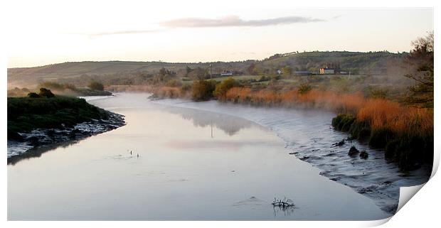 Mist rising over the River Print by barbara walsh