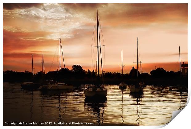 Sunset Silouette Print by Elaine Manley