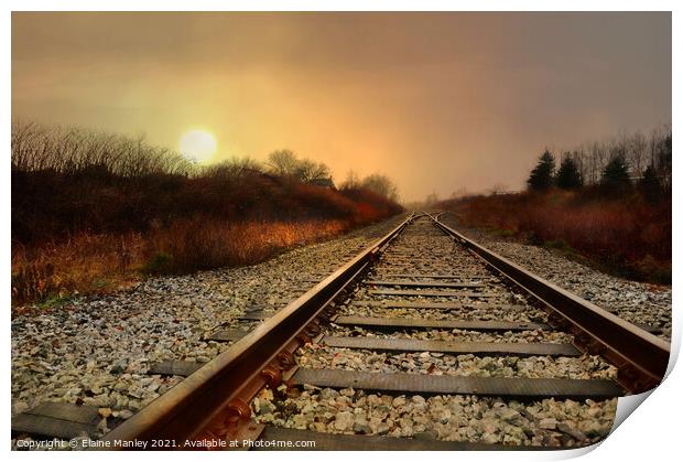 Early Morning along the Rails Print by Elaine Manley