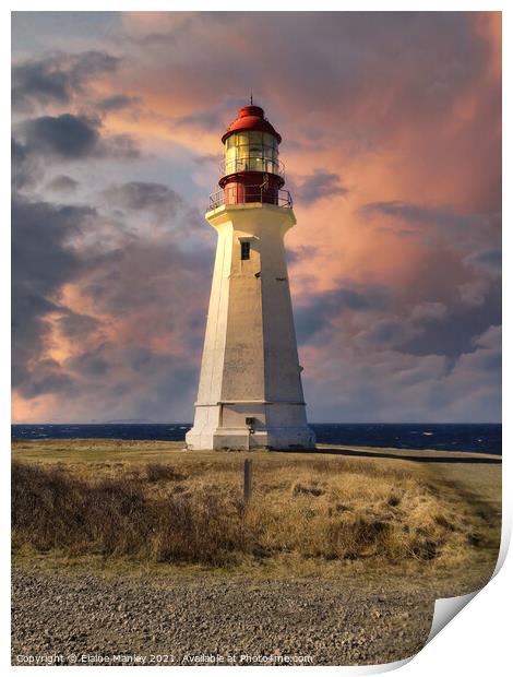  Canada ..Low Point Lighthouse  Cape Breton  Atlan Print by Elaine Manley
