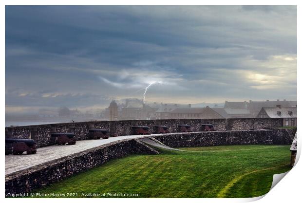 Cannons at Fortress of  Louisbourg Print by Elaine Manley