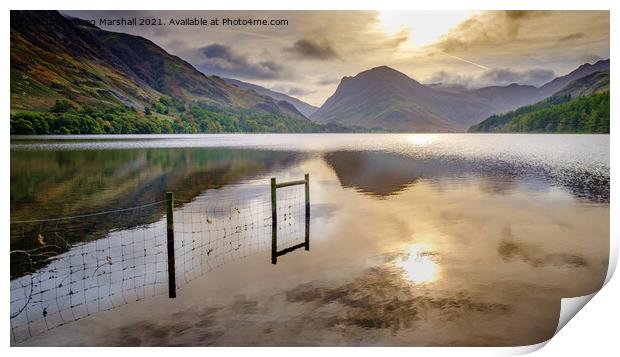 Buttermere Sunrise stillness Lake District Print by Greg Marshall