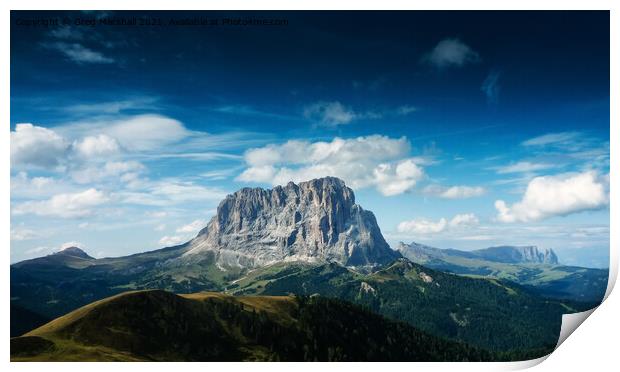 Mountains near Gardena, Dolomites, Northern Italy Print by Greg Marshall