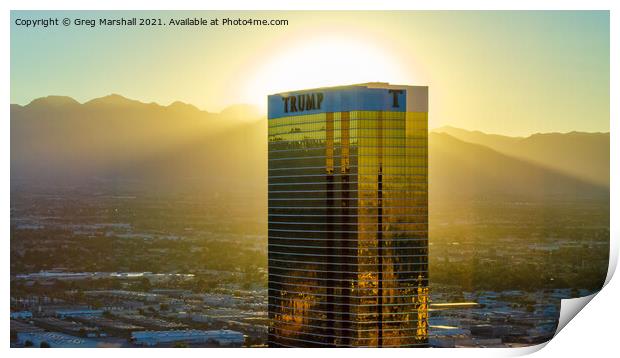 Golden Halo above Trump Tower Las Vegas Nevada Print by Greg Marshall