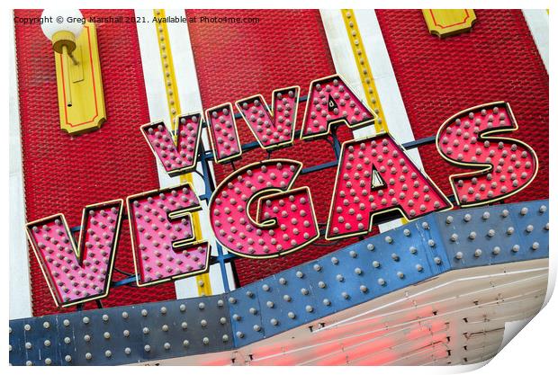 Viva Las Vegas sign dayight Print by Greg Marshall