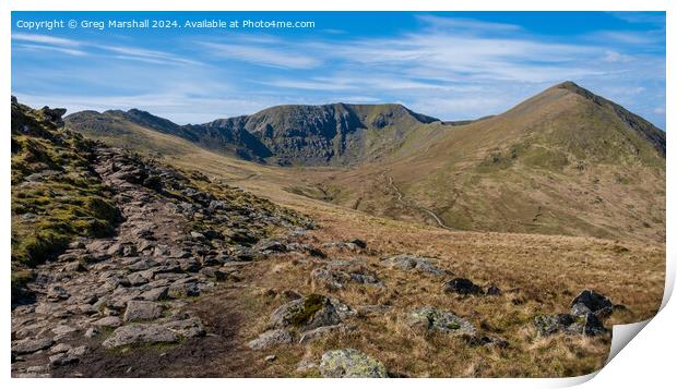 Helvellyn Catstye Cam Panorama lake District Print by Greg Marshall