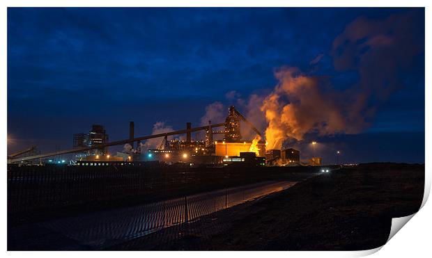Redcar Steel Works at Night Print by Greg Marshall