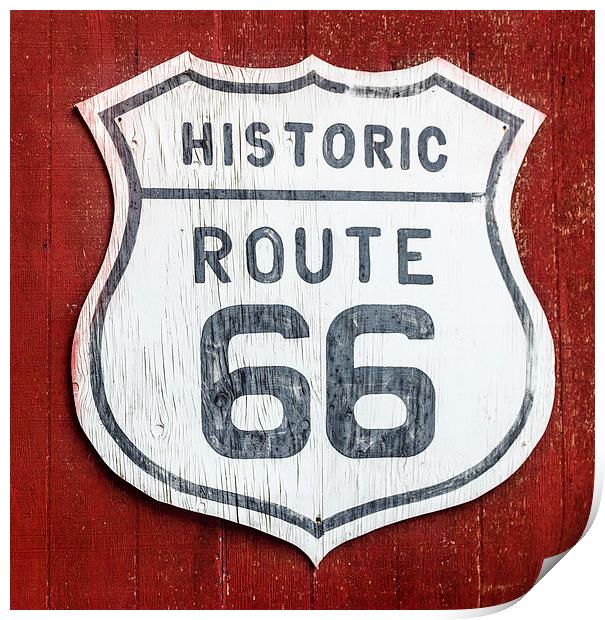 Route 66 Road Sign USA Print by Greg Marshall