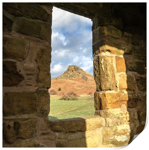  Roseberry Topping through the shooting lodge Print by Greg Marshall