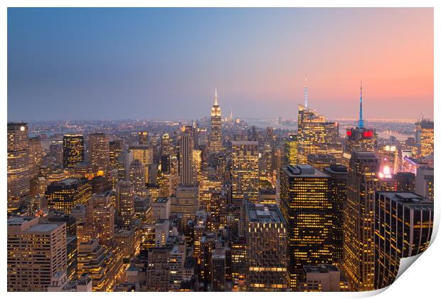 Empire State sunset view NYC Print by Greg Marshall