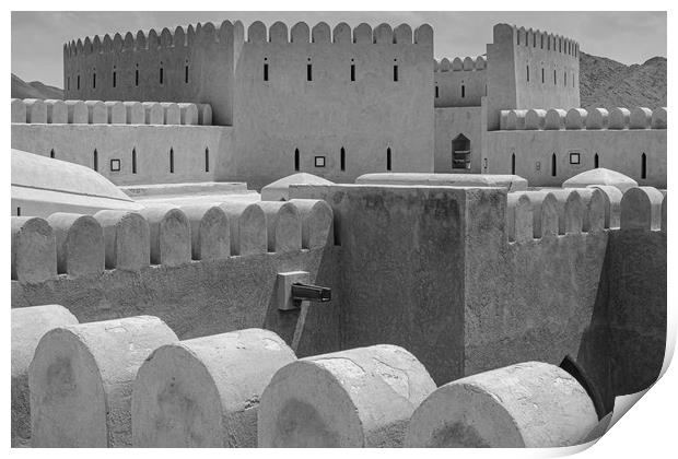 Al Hazm Fort Rustaq Oman mono Print by Greg Marshall