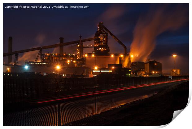 Redcar Steelworks at night  Print by Greg Marshall