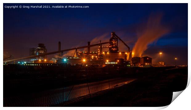 Redcar Steelworks at night  Print by Greg Marshall