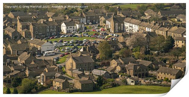 Reeth village centre in the heart of the Yorkshire Print by Greg Marshall