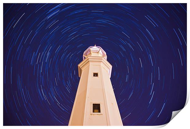 Newhaven Lighthouse Startrails Print by Andrew Jack