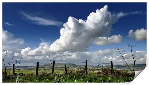 Clouds over the fence Print by Kevin Dobie