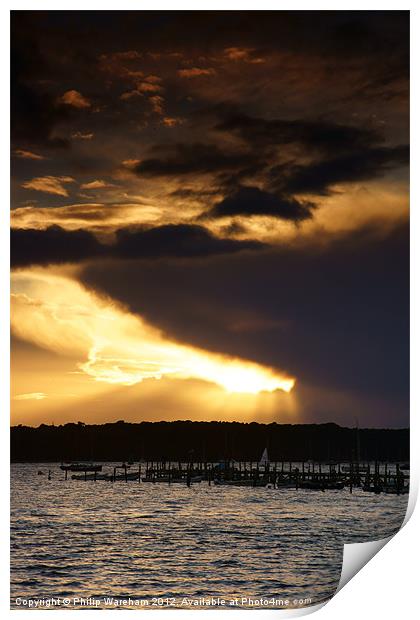 Sun and Cloud over Brownsea Print by Phil Wareham